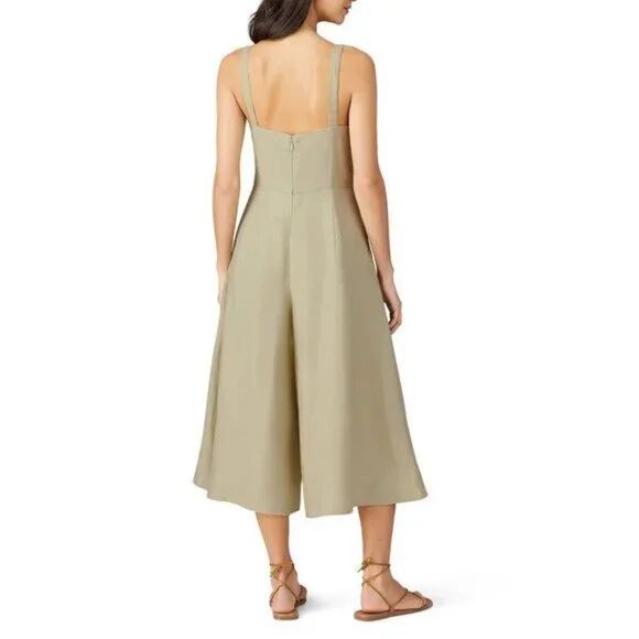 NWT Club Monaco khaki green wide leg jumpsuit 4 - Picture 6 of 13